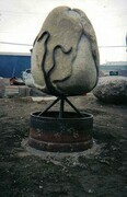 Embryonic Form Granite Steel. Iqaluit Sculpture Park, Nunavut.