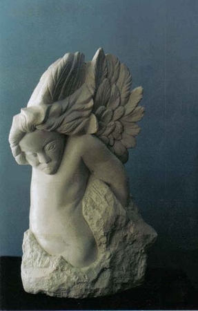 Falling Angel.  Alabaster. h 32cm.