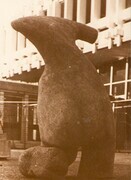 Figure on a rock.Selkirk College Castlegar B.C. Concrete 1974 h. 1.2 m