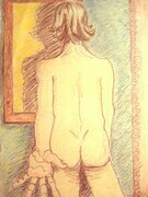 Self Portrait in mirror.. 1994. Pastel on rag paper.