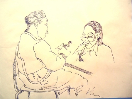 Drawing class . 1991. Arctic Bay.  Pencil on Paper