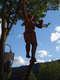 "Coon Hunting"  Welded steel and Bronze. h.3m. 2012...Castlegar sculpture walk 2012.