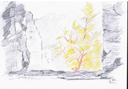 Ghost towm #1. pencil and colour on paper. 2012