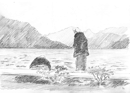 men fishing #1 Pemcil on paper. Turkey 2012
