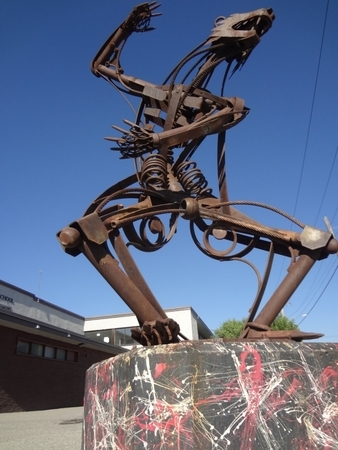 Junk Yard Bear. Cranbrook B.C.. 2004. Welded Steel. Made with the graduating students art class of Mt. Bakert Secondary School.