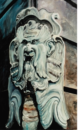 Fountain in Florence. Acrylic on canvas. 36" x 48". 2000