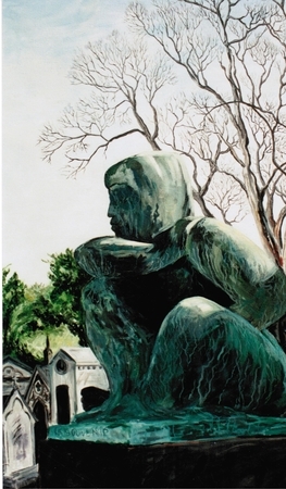 Image from Pere Chaize Cemetary in Paris. Acrylic on Canvas .36" x 48" 2000