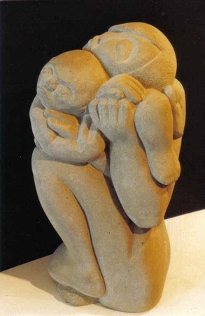Intimate Moment.  Sandstone h. 70cm.  Private Collection