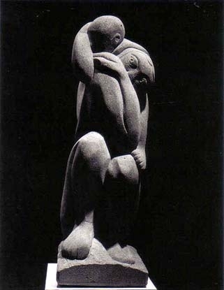 Mother and Child (Late night)  Sandstone h. 105cm.