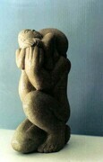 Mother and Child The Caress limestone h 28 cm. 2004 private collection.