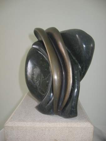 Seed Form. Serpentine, Bronze. Limestone
