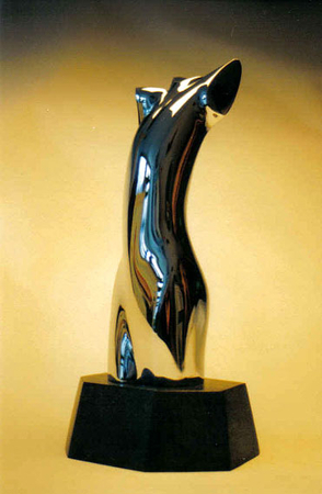 Torso as a reflection of the world around her. Chromed Bronze. Edition 3